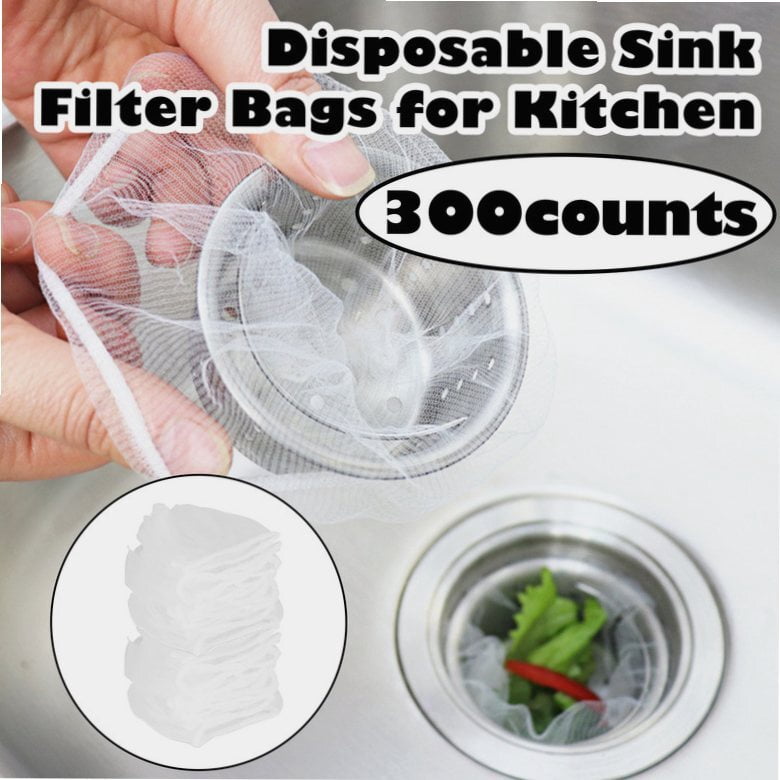 Disposable Sink Strainer Bags With Storage Box - Mesh Drain Covers For Kitchen & Bathroom, Anti-Clogging Food Waste Catcher, 400 Pack