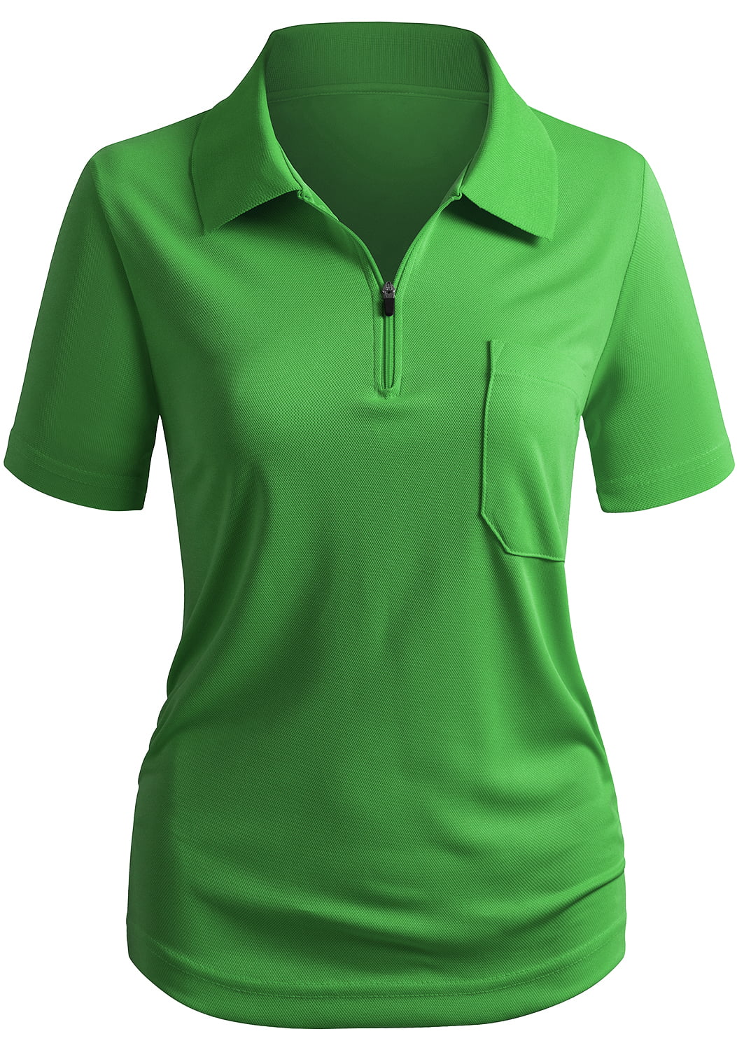 CLOVERY Golf Wear Moisture Wicking Short Sleeve Zipup POLO Shirt 