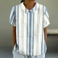 thumbnail image 2 of Birdeem Blouses pour Femmes T-Shirt Décontracté Imprimé Mode Manches Courtes Col Poupée Mignon Coton et Lin Blouse, 2 of 12