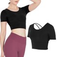 thumbnail image 3 of Top Deportivo para Mujer Chaleco Deportivo de Nailon de Secado Rápido para Mujer Camiseta Deportiva de Manga Corta para Ejercicio de Yoga Correr Fitness ANGGREK  Otros, 3 of 8