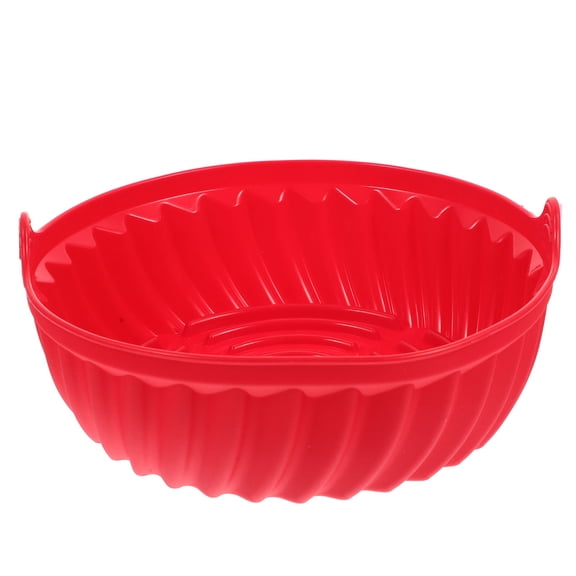 ibasenice Round Silicone Air Fryer Cooking Mat, Non-Stick Mat for Easy Cleaning, Red, 1 Pack