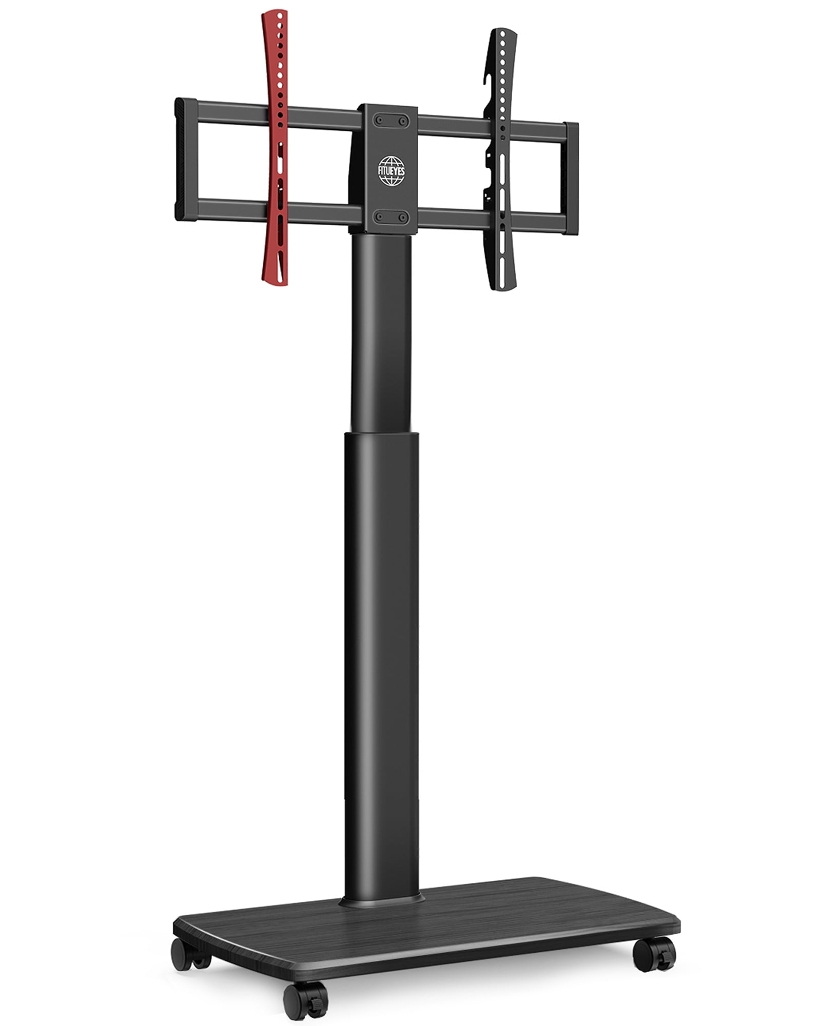 FITUEYES TV Stand with Wheels and Wooden Base for TVs up to 65", Black
