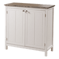 thumbnail image 2 of Kings Brand Furniture Faux Marble Kitchen Island Storage Cabinet, White/Brown, 2 of 11