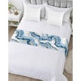thumbnail image 5 of Xipuska Blue Ombre Marble Bed Runners for Twin Size Bed, Decorative Bed Throws for Foot of Bed, Modern Marble Abstract Aesthetic Art Bed Runner Sofa Throw Bedding Scarf Protector Slipcover, 5 of 6