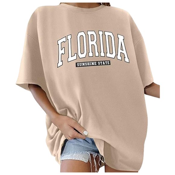 UANWENN Ladies' Summer Fashion Casual English Letter Print Loose Shoulder Round Neck Short Sleeved T Shirt Top Womens A Shirts Women Short Sleeve Shirts Women T Shirt Summer Women Workout Tops Women