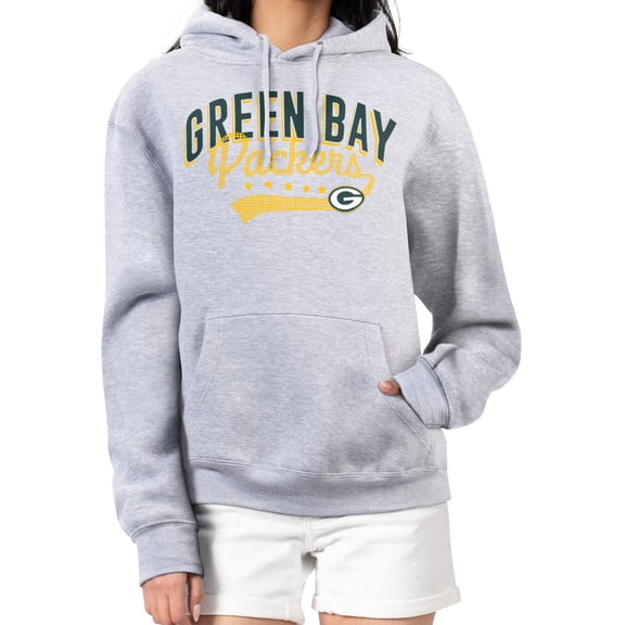 Women's G-III 4Her by Carl Banks Heather Gray Green Bay Packers Filigree Logo Pullover Hoodie
