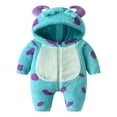 thumbnail image 1 of Infant Fleece Jumpsuit Cartoon Animal Horn Hooded Winter Rompers, 1 of 6