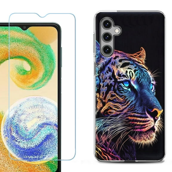 OneToughShield ® Compatible with Samsung Galaxy A15 5G, Shockproof Phone Case, with Tempered Glass Screen Protector - Neon Tiger