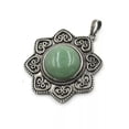 thumbnail image 6 of K-KED 10pcs Quartz Beads Inlaid Retro Flower Gemstone Pendants Necklace Delicate Jewelry Making-Green aventurine, 6 of 9