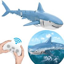 Lvelia 2.4Ghz Remote Control Shark Toys for Boys Girls,1:18 Scale High Simulation Shark for Pool, Electric RC Shark Fish Toys with Light & Spray Water Function for Kids Ages 6 ,Blue