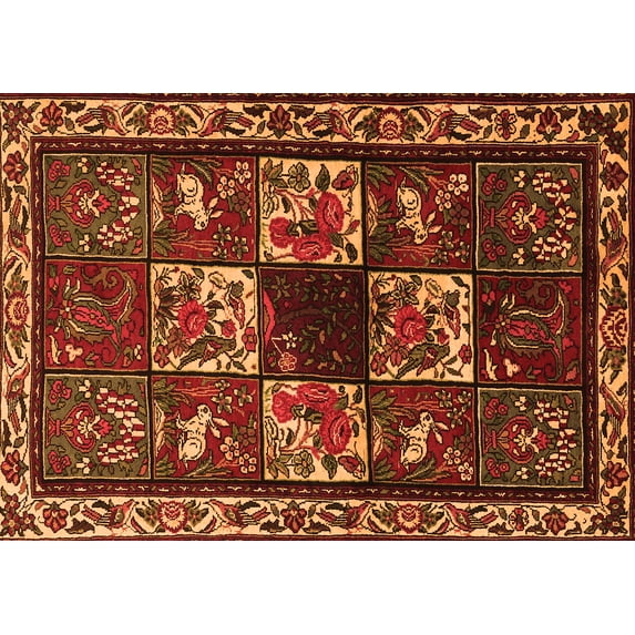 Ahgly Company Indoor Rectangle Animal Orange Traditional Area Rugs, 7' x 10'