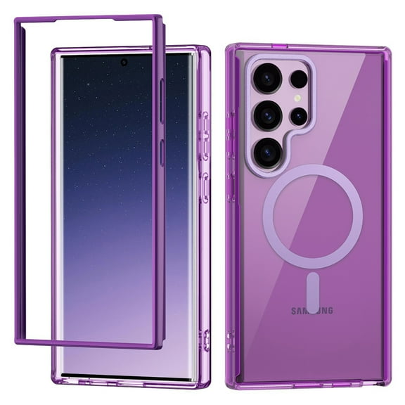 Designed for Samsung Galaxy S24 Ultra Case [Compatible with Magsafe][Built-in Screen Protector] Full Body Protective Bumper Clear Shockproof Slim Cover for Women Men 2024,Dark Purple