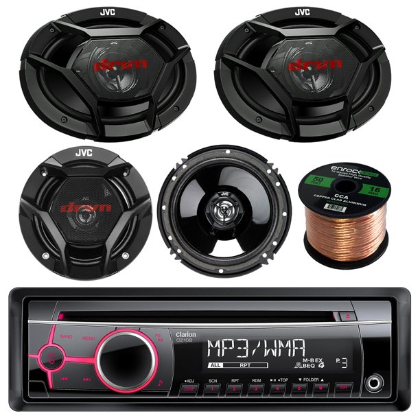 Clarion CZ102 CD/MP3/WMA AUX Car Stereo Receiver Bundle Combo With 2x