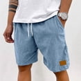 thumbnail image 2 of Men's Premium Corduroy Shorts Retro Urban Casual Elastic Waist Drawstring Loose Fit Daily Shorts with Pockets 2026 Blue M, 2 of 6