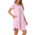 thumbnail image 4 of INSPIRE CHIC Women's Sleepwear Spring Summer Short Sleeves Lounge Nightgown with Pockets XS Pink, 4 of 6