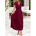 thumbnail image 4 of Vestido largo PRETTYGARDEN para mujer, cuello en V, manga corta con volantes, verano, 4 of 8