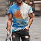 thumbnail image 2 of Blusa de camiseta de manga corta con estampado casual retro de moda para hombre Pompotops oipoqjl3589, 2 of 8