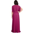 thumbnail image 5 of KOH KOH Long Bridesmaid Formal Short Sleeve V-Neck Full Floor Length Flowy Cocktail Summer Evening Wedding Guest Party Tall Maxi Dress Gown For Women Fuchsia Magenta Pink Medium US 8-10 NT026, 5 of 6