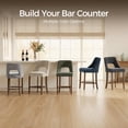 thumbnail image 6 of Bar Stools Set of 4, Upholstered Counter Height Bar Stools, Modern Counter Stools with Wood Legs for Kitchen Island Dining Room Bar, Green, 6 of 8
