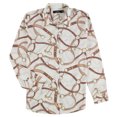 thumbnail image 1 of Ralph Lauren Womens Belting Print Button Up Shirt, Beige, Large, 1 of 2