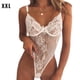 thumbnail image 1 of Lencería sexy para mujer, diseño de malla de encaje, mono con tirantes y hueco, blanco, XXL Inevent XX000148-13, 1 of 7