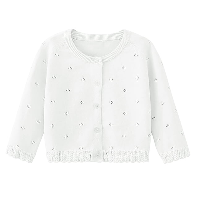 SGFCWSX Cropped Sweaters for Girls Long Sleeve with Button Featherweight Clothes for Girls White