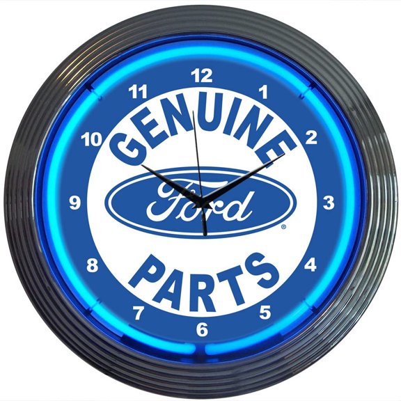 Neonetics Ford Genuine Parts Neon Wall Clock, 15-Inch, Chrome rim with a single ring of blue neon By Brand Neonetics