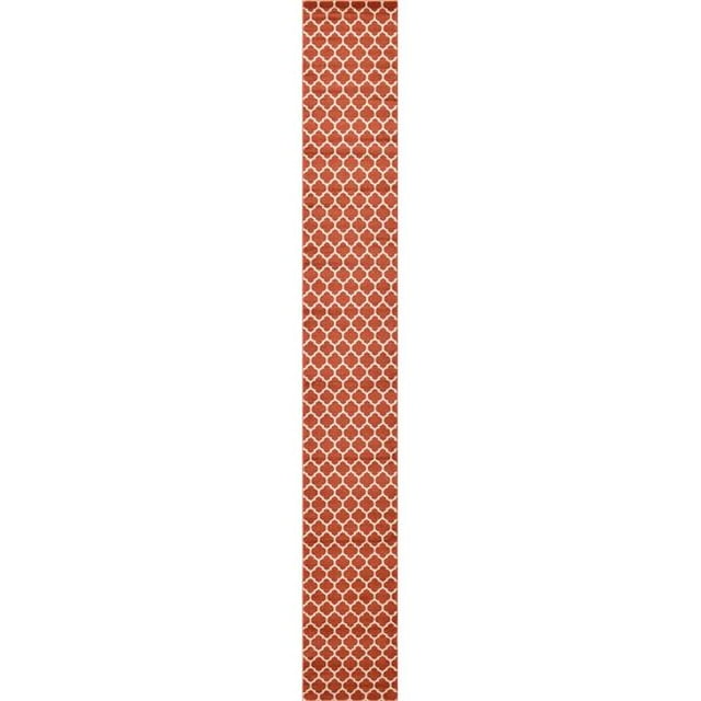 Unique Loom 3128579 2 ft. 7 in. x 19 ft. 8 in. Philadelphia Trellis Runner Rug, Terracotta