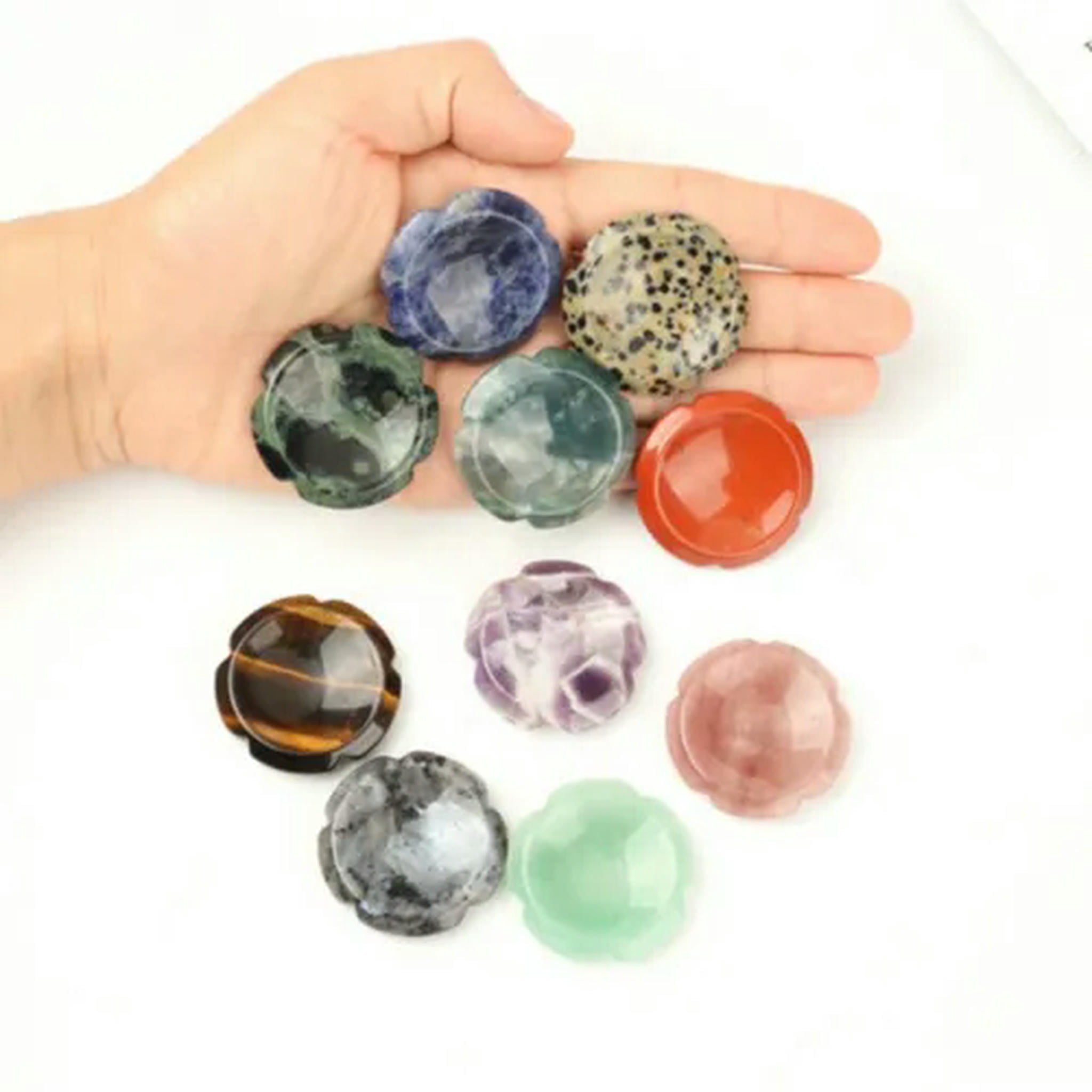EOEMY Natural Plum Blossom Flowers Thumbstone Decompression Worrystone Healing Gift-10Pcs-Dragon Bloodstone