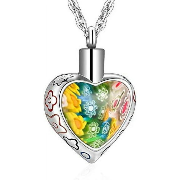 Heart Cremation Jewelry for Ashes Cremation Necklace Flower Urn Necklace for Ashes Always in My Heart Urn Jewelry