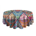 thumbnail image 5 of Multicolor Ethnic Geometric Pattern Round Tablecloth 60"x60",Wrinkle Wipeable Table Cloth for Kitchen Dining Room Picnic Patio Party, 5 of 6