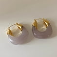 thumbnail image 4 of Opolski 1 Pair Resin Earrings All-match Decorative Glossy Retro Stud Hook Hoop Earrings for Wedding, 4 of 8