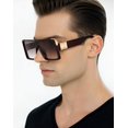 thumbnail image 3 of Women Men Sunglasses Fashion Flat Lens Square Big Brown Lens, 3 of 10
