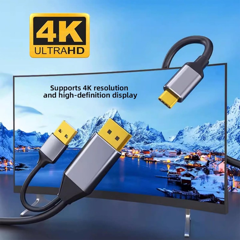 Reverse Displayport Source to Type C USB-C Touchscreen Monitor Male 4K HDTV Cable for Laptop Monitor 2.0m