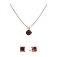 thumbnail image 2 of Paris Jewelry 18K Rose Gold 3ct Garnet Round Necklace & Square Earrings Plated, 2 of 2