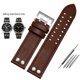 thumbnail image 3 of Correa de reloj de cuero genuino para Hamilton Khaki Aviation Field Series, correa de reloj para hombre, correa con remaches, marrón, 20 mm, 22 mm, 3 of 5
