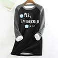 thumbnail image 2 of lcziwo Sherpa Lined Fleece Pullover for Women Winter Warm Fuzzy Sweatshirt Funny Letter Print Long Sleeve Tops, Black, M, 2 of 6
