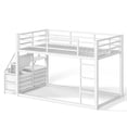 thumbnail image 4 of Bellemave Low Bunk Bed Twin Over Twin with Storage Drawers & Shelves, Metal Twin Loft Bed with LED Lights, Toddler Floor Bunk Beds for Small Space (White), 4 of 8