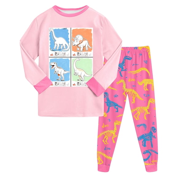 Zshosam Baby Boy Pajamas 2-Piece Cozy Pajamas For Little/Big Boys Long Sleeves Soft PJs Set Kid Size 5T 6T,(Light Pink 5-6 Years)