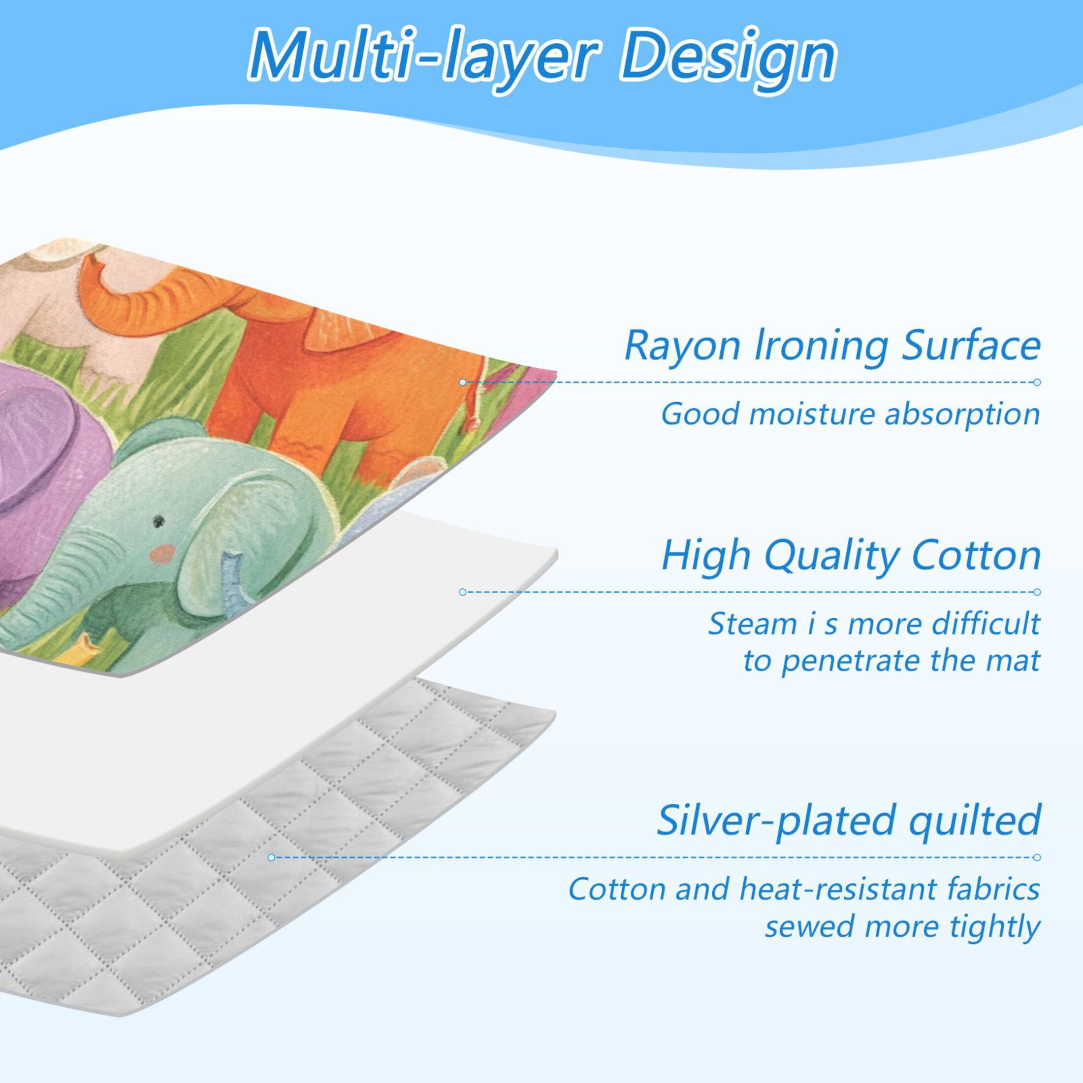 Cute Little Elephants Ironing Board Covers Heat Resistant Ironing Pad Mat Portable for Travel Washer Dryer Table