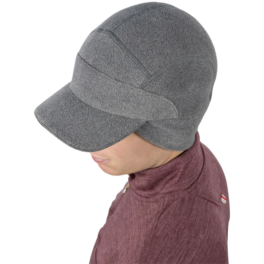 TrailHeads Men's Fleece Ball Cap with Drop Down Ear Warmer | The Trailblazer Adventure Hat - Heather Grey