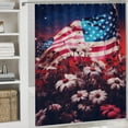 thumbnail image 5 of Independence Day Of The United States Flag Bathroom Sets with Shower Curtain And Rugs, Incl with 12 Hooks，Toilet Lid Oval Rug, 5 of 8