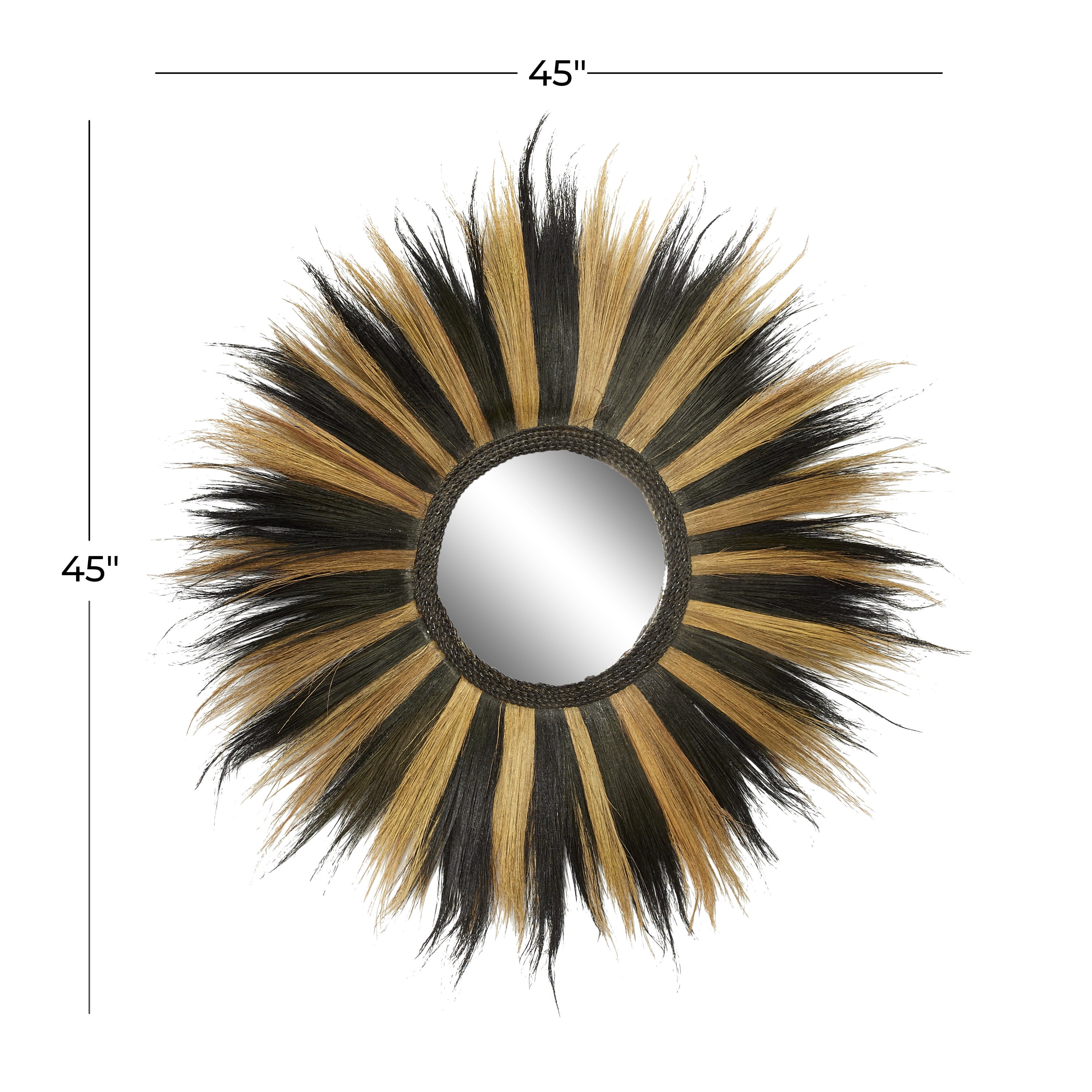 DecMode 45"W, 45"H Round Wall Mirror, Black