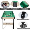 thumbnail image 5 of RayChee 54" Folding Pool Billiard Table, Portable Pool Game Table with 2 Cue Sticks, 16 Balls, Triangle, Chalk, Indoor Foldable Billiards Table for Kids Adults Family Game Room(Green), 5 of 7