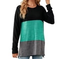 thumbnail image 2 of Lenago Womens Tunic Tops Plus Size Fashion Solid Round Neck Contrast Panel Loose Long Sleeve T-shirt Blouses Basic Blouses T Shirts, 2 of 4