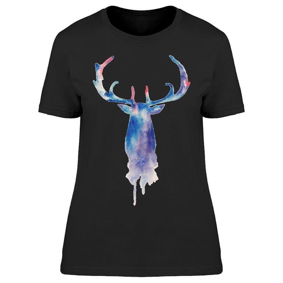 Art Watercolor Deer Head T-Shirt Women -Image by Shutterstock, Female 3X-Large