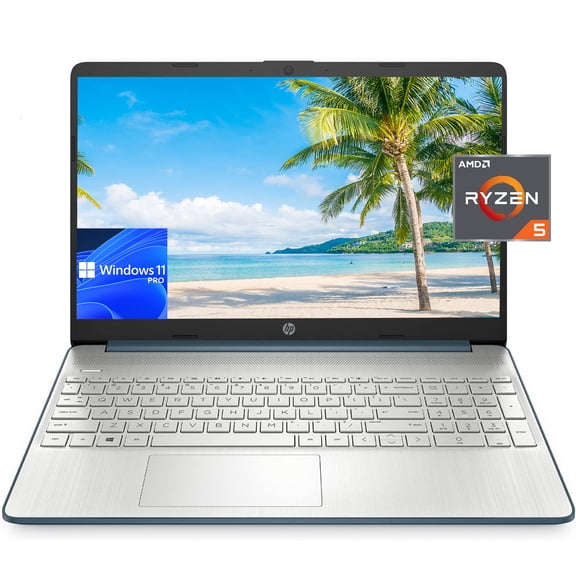 [Windows 11 Pro] HP 15 15.6" FHD Business Laptop, AMD 6-Cores Ryzen 5-5500 up to 4.0GHz, 8GB RAM, 256GB SSD, AMD Radeon Graphics, Bluetooth, WiFi, HDMI, USB-C, Spruce Blue, w/Office Accessories