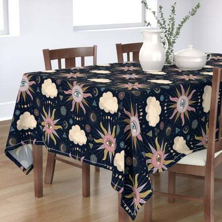 

Cotton Sateen Tablecloth 70 x 144 - Celestial Witch Sky Sun Elegant Halloween Moon Print Custom Table Linens by Spoonflower