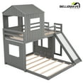thumbnail image 4 of BELLEMAVE Bunk Beds Twin over Full Size, Playhouse Bunk Bed with Slide, Roof, Window, Ladder and Full-Length Guardrail,House Bunk Beds for Teens(Gray), 4 of 12
