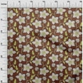 thumbnail image 2 of oneOone Cotton Jersey Brown Fabric Leaves & Flower Floral Diy Clothing Quilting Fabric Print Fabric By Yard 58 Inch Wide, 2 of 4